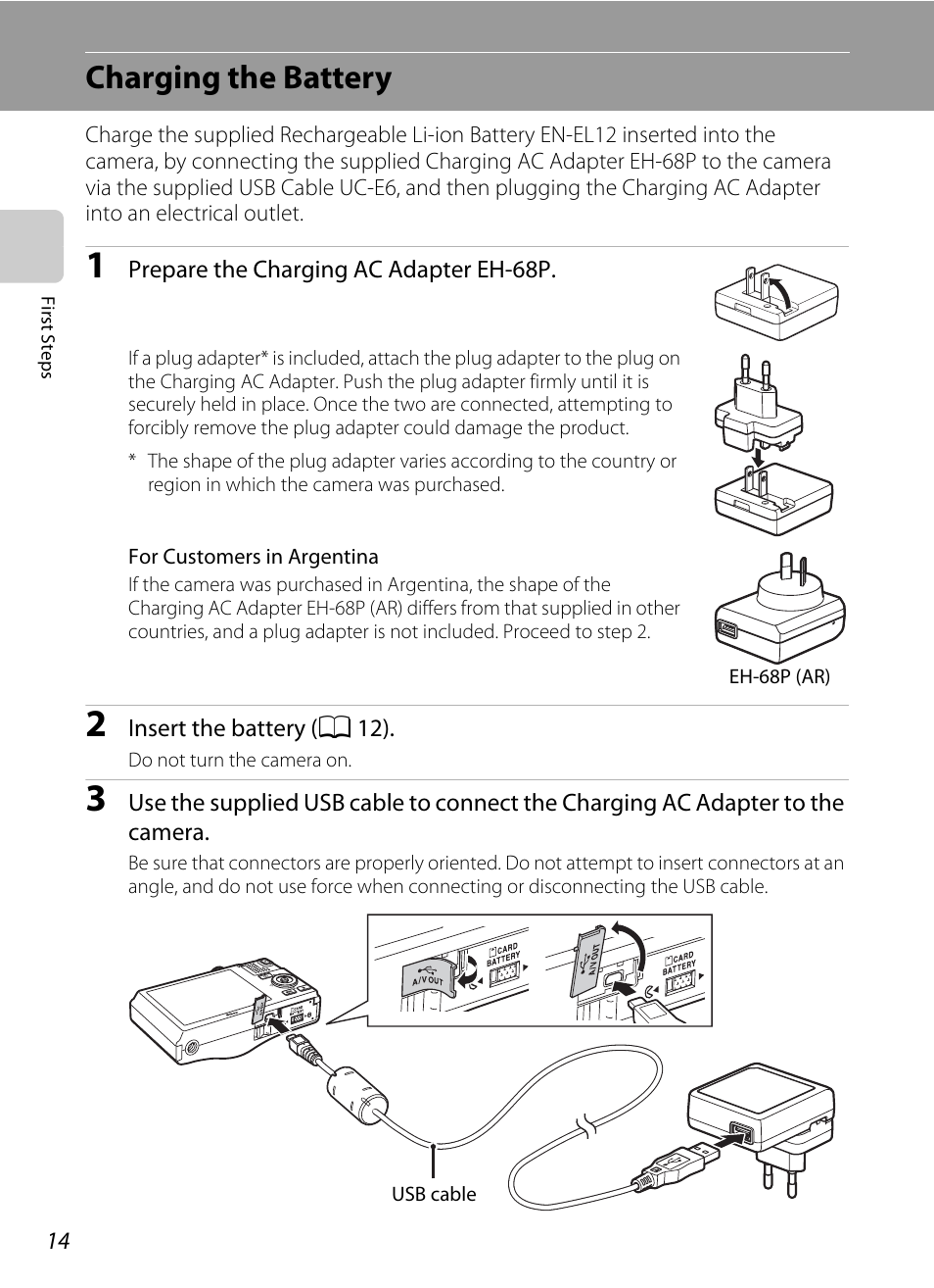 Charging the battery | Nikon COOLPIX-S8100 User Manual | Page 26 / 220