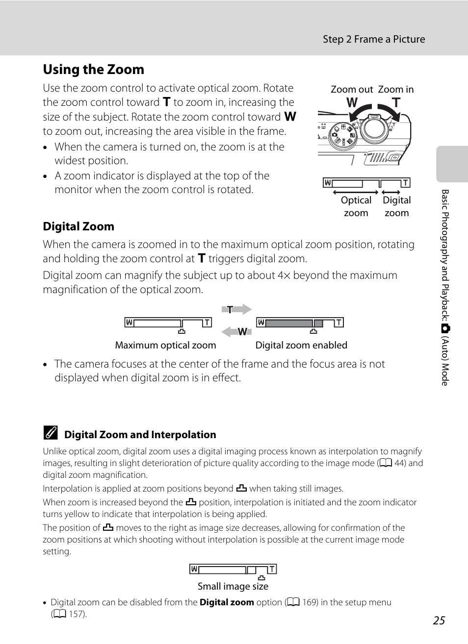 Using the zoom, A 25), Digital zoom | Nikon COOLPIX-S8100 User Manual | Page 37 / 220