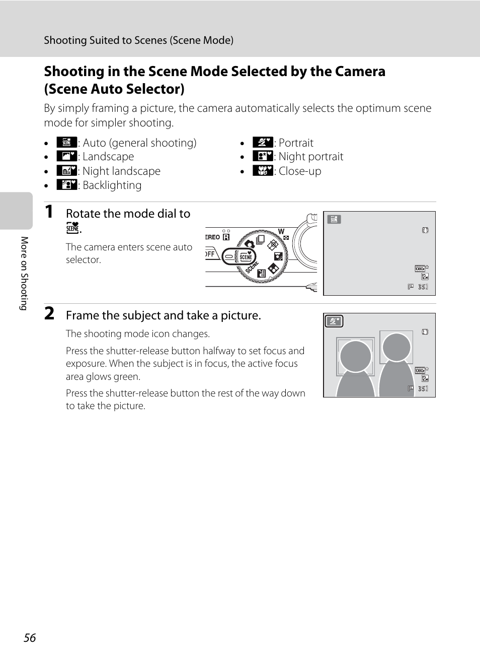 To selector, A 56) | Nikon COOLPIX-S8100 User Manual | Page 68 / 220