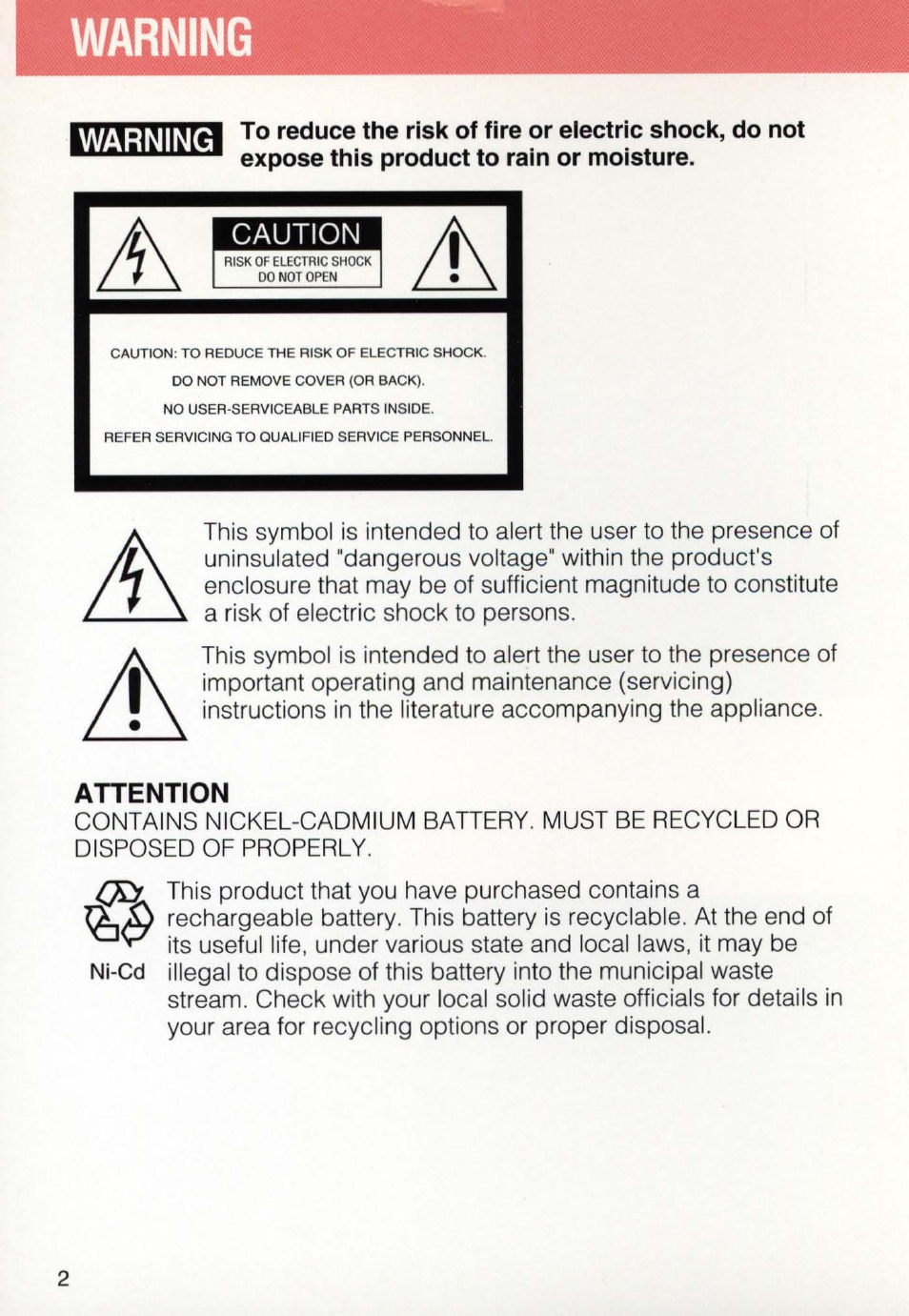 Warning | Nikon E2 - E2S User Manual | Page 2 / 97