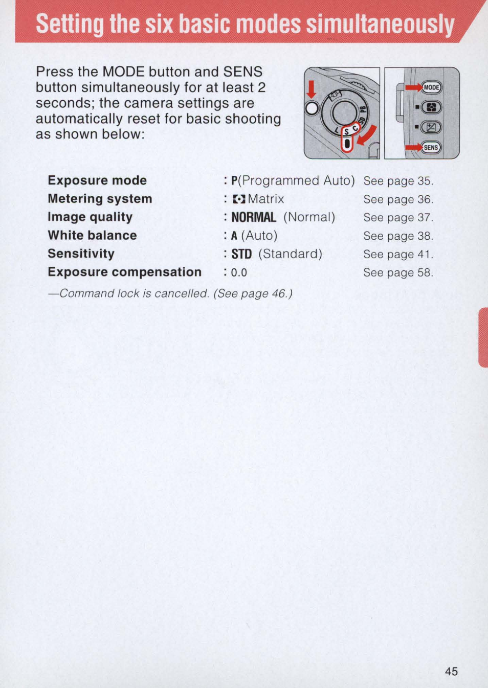 Setting the six basic modes simultaneousiy | Nikon E2 - E2S User Manual | Page 45 / 97