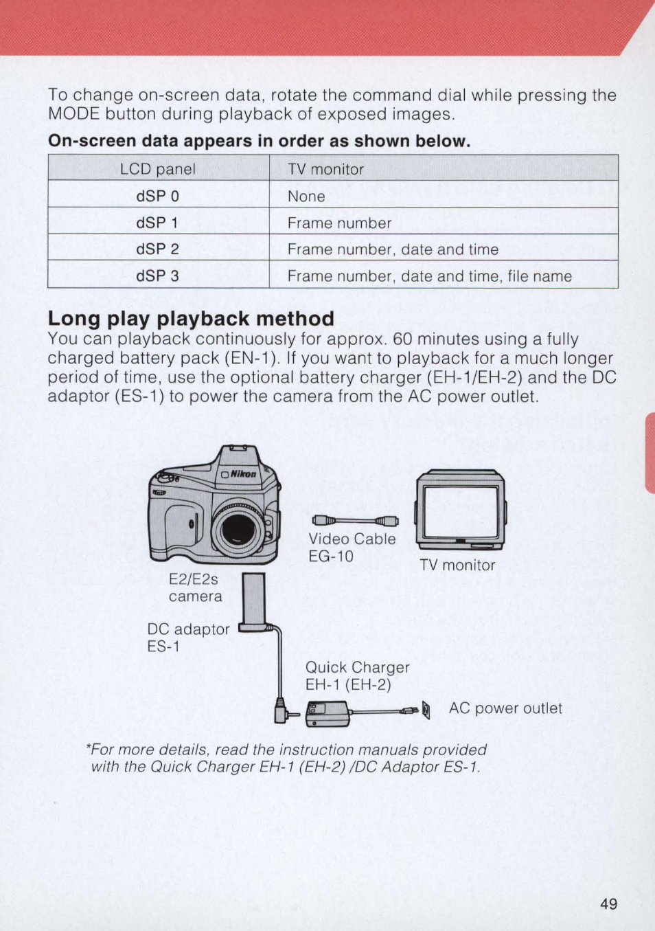 Long play playback method | Nikon E2 - E2S User Manual | Page 49 / 97