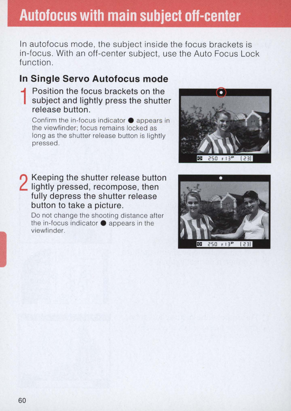 Autofocus with main subject off-center, Autofocus with main subject off-center -61 | Nikon E2 - E2S User Manual | Page 60 / 97