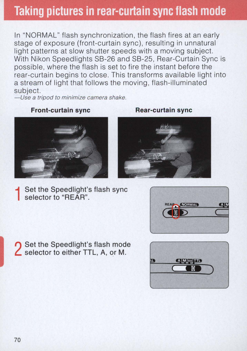 Fiash, Taking pictures, Sync | Mode | Nikon E2 - E2S User Manual | Page 70 / 97