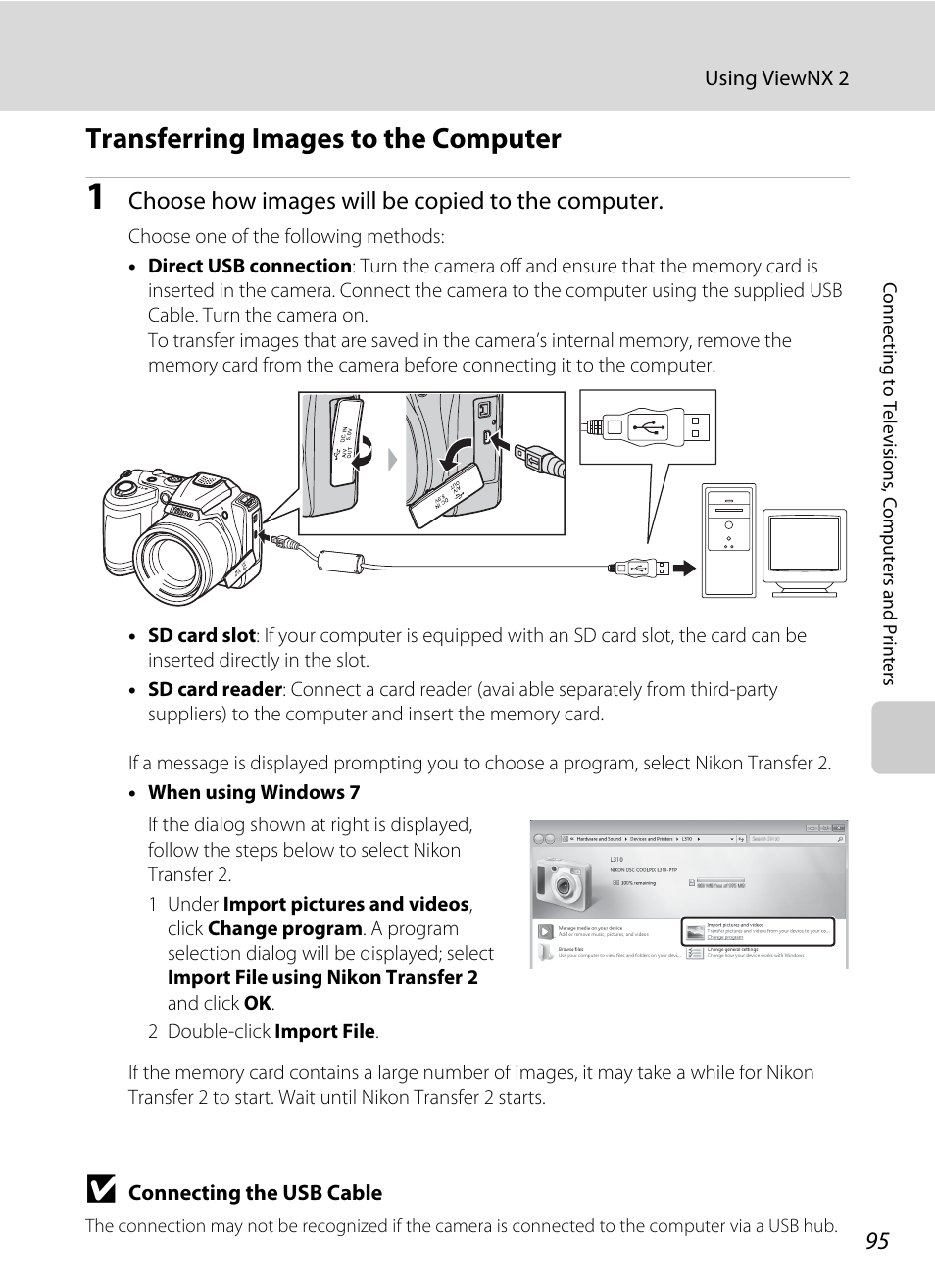 Transferring images to the computer, A 95) | Nikon L310 User Manual | Page 107 / 164