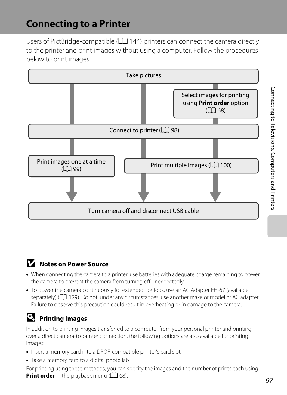 Connecting to a printer | Nikon L310 User Manual | Page 109 / 164