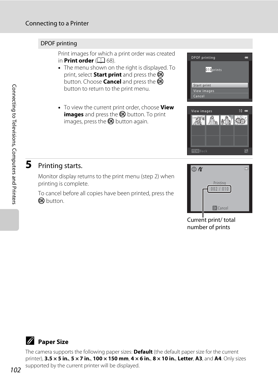 Printing starts | Nikon L310 User Manual | Page 114 / 164