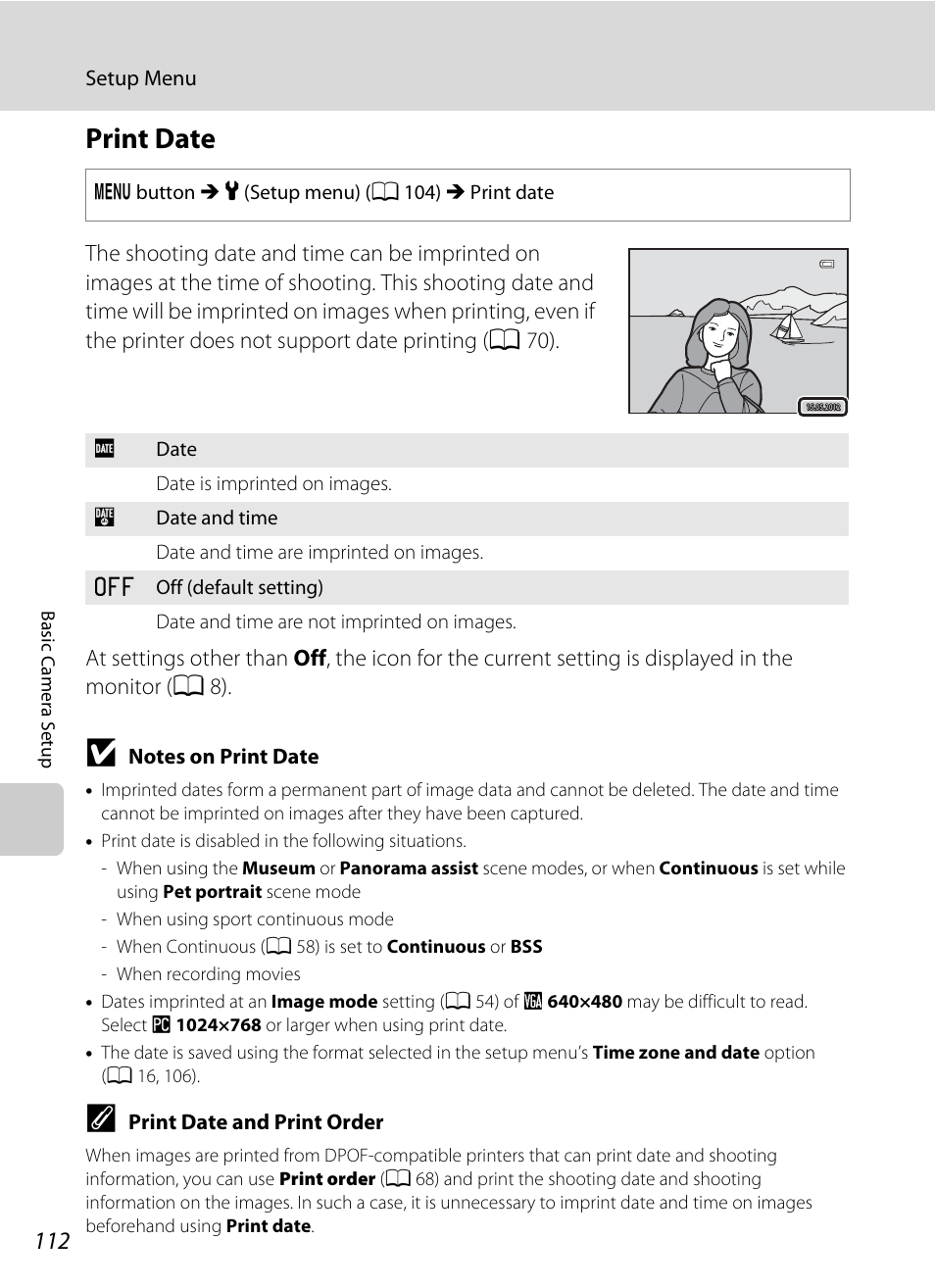 Print date, A 112, A 112) in the | Nikon L310 User Manual | Page 124 / 164