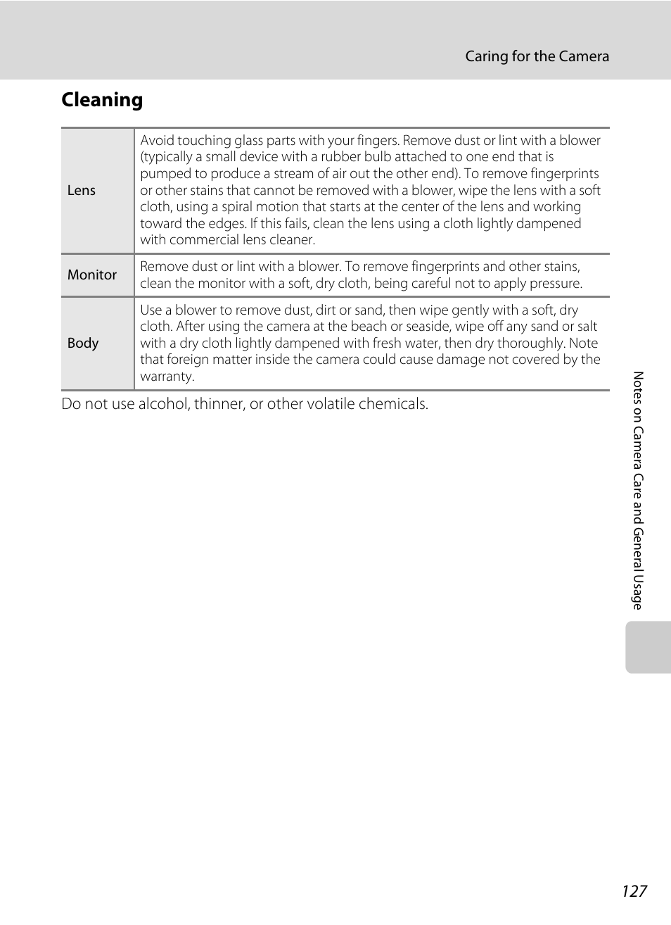 Cleaning | Nikon L310 User Manual | Page 139 / 164