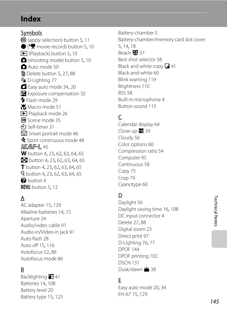 Index | Nikon L310 User Manual | Page 157 / 164