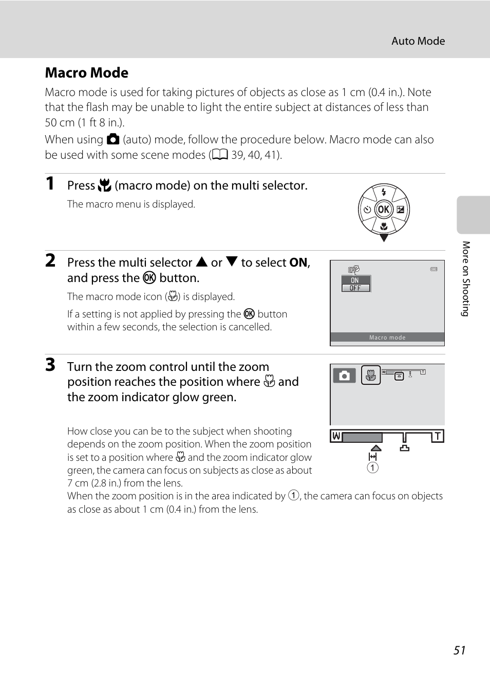 Macro mode, A 51), 51) on the m | Macro mode (a 51), A 51) a, Mode (a 51) to | Nikon L310 User Manual | Page 63 / 164