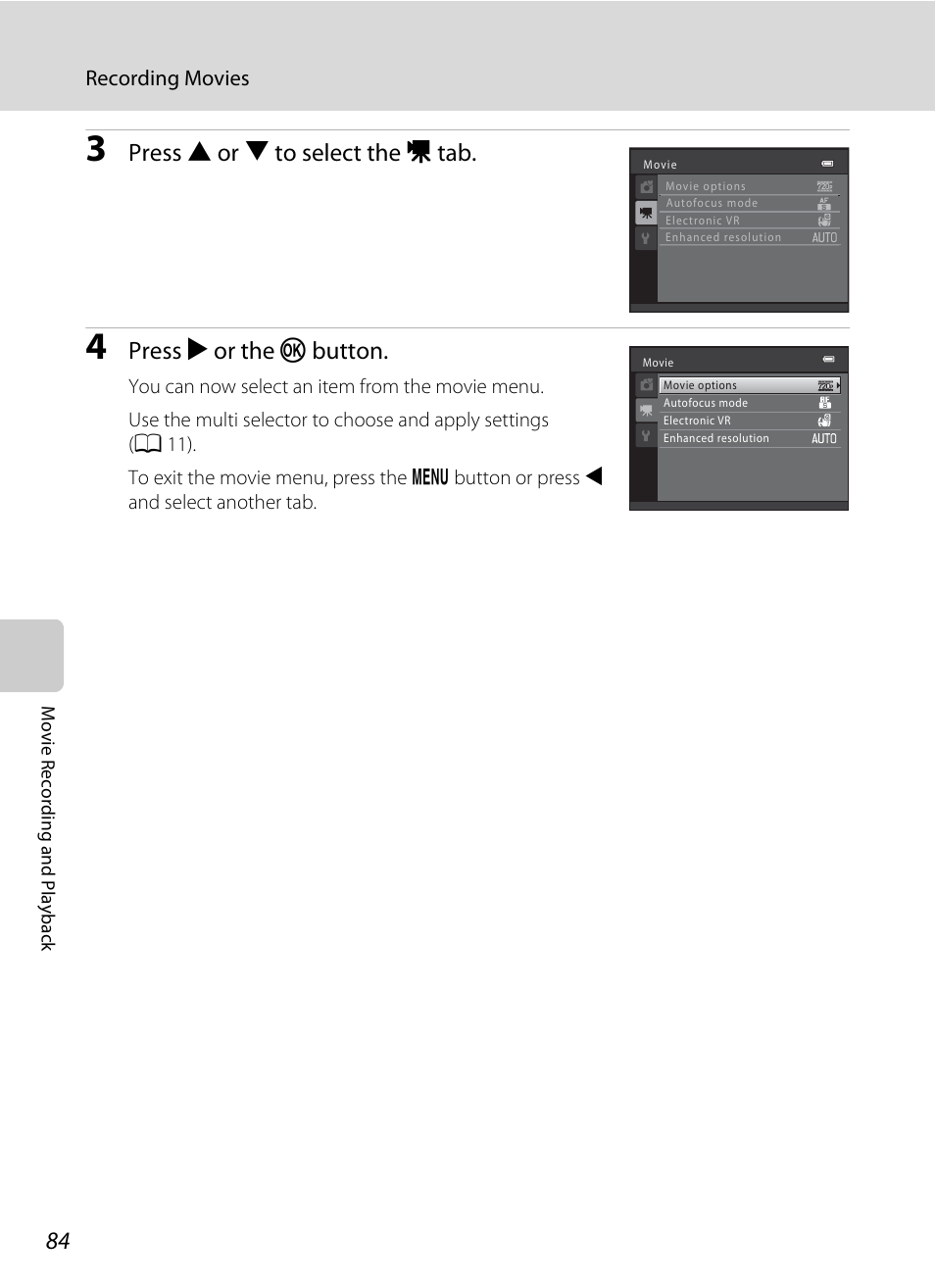 Press h or i to select the d tab, Press k or the k button | Nikon L310 User Manual | Page 96 / 164