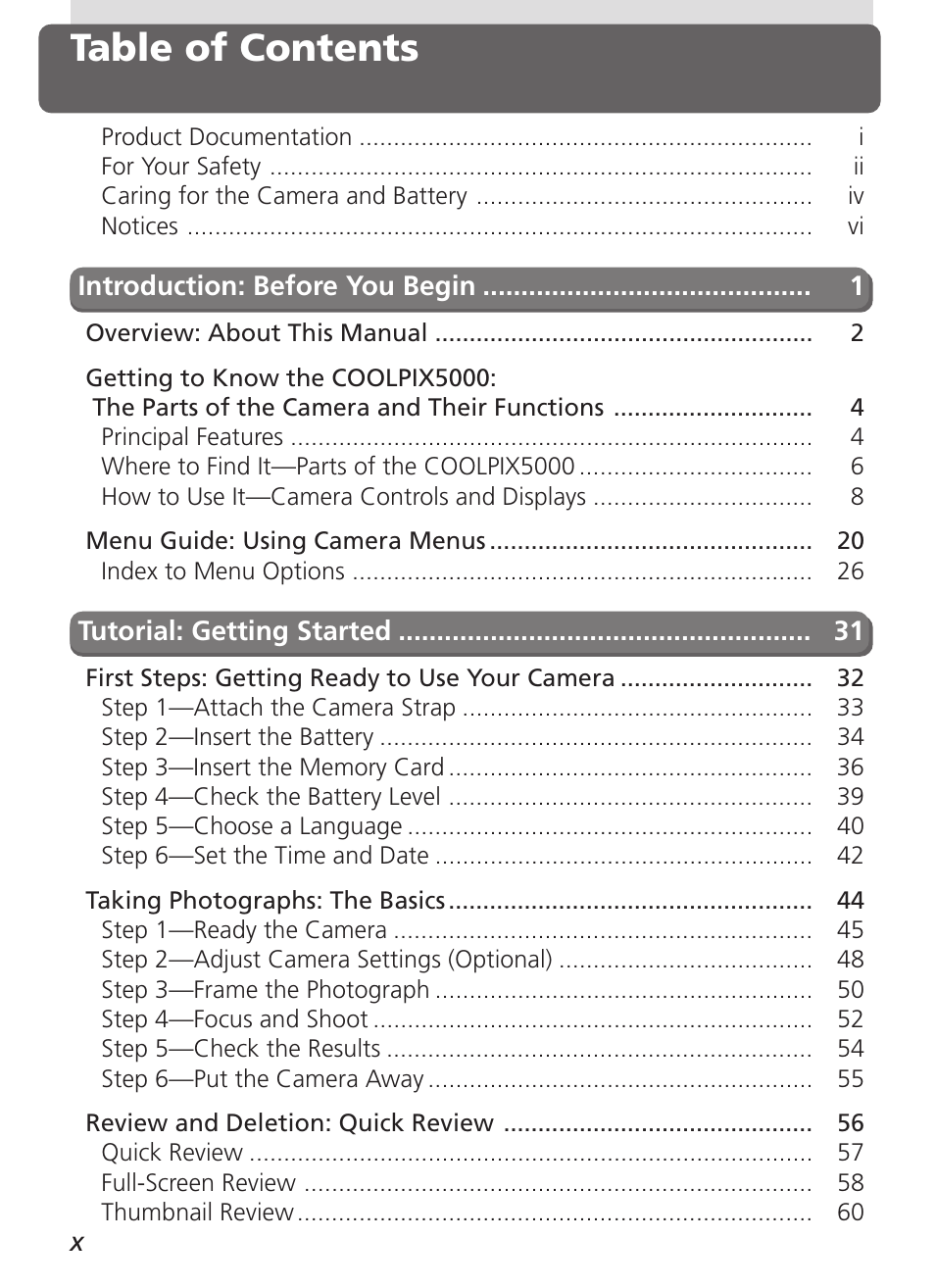 Nikon 5000 User Manual | Page 10 / 223