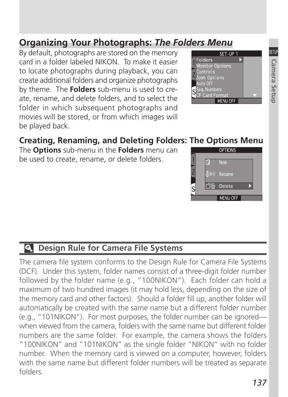 Organizing your photographs: the folders menu | Nikon 5000 User Manual | Page 151 / 223