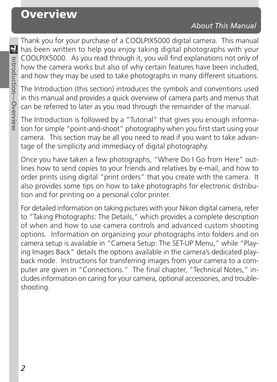 Overview | Nikon 5000 User Manual | Page 16 / 223