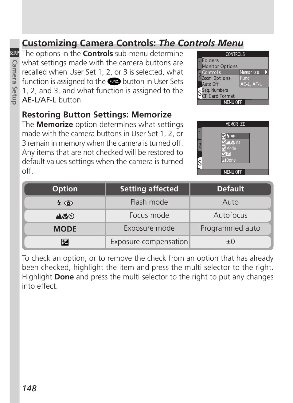 Customizing camera controls: the controls menu | Nikon 5000 User Manual | Page 162 / 223