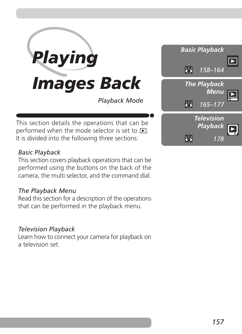 Playing images back | Nikon 5000 User Manual | Page 171 / 223