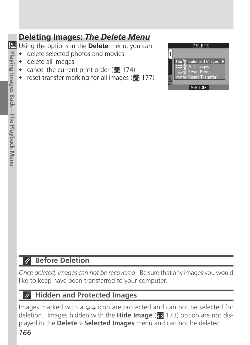 Deleting images: the delete menu | Nikon 5000 User Manual | Page 180 / 223