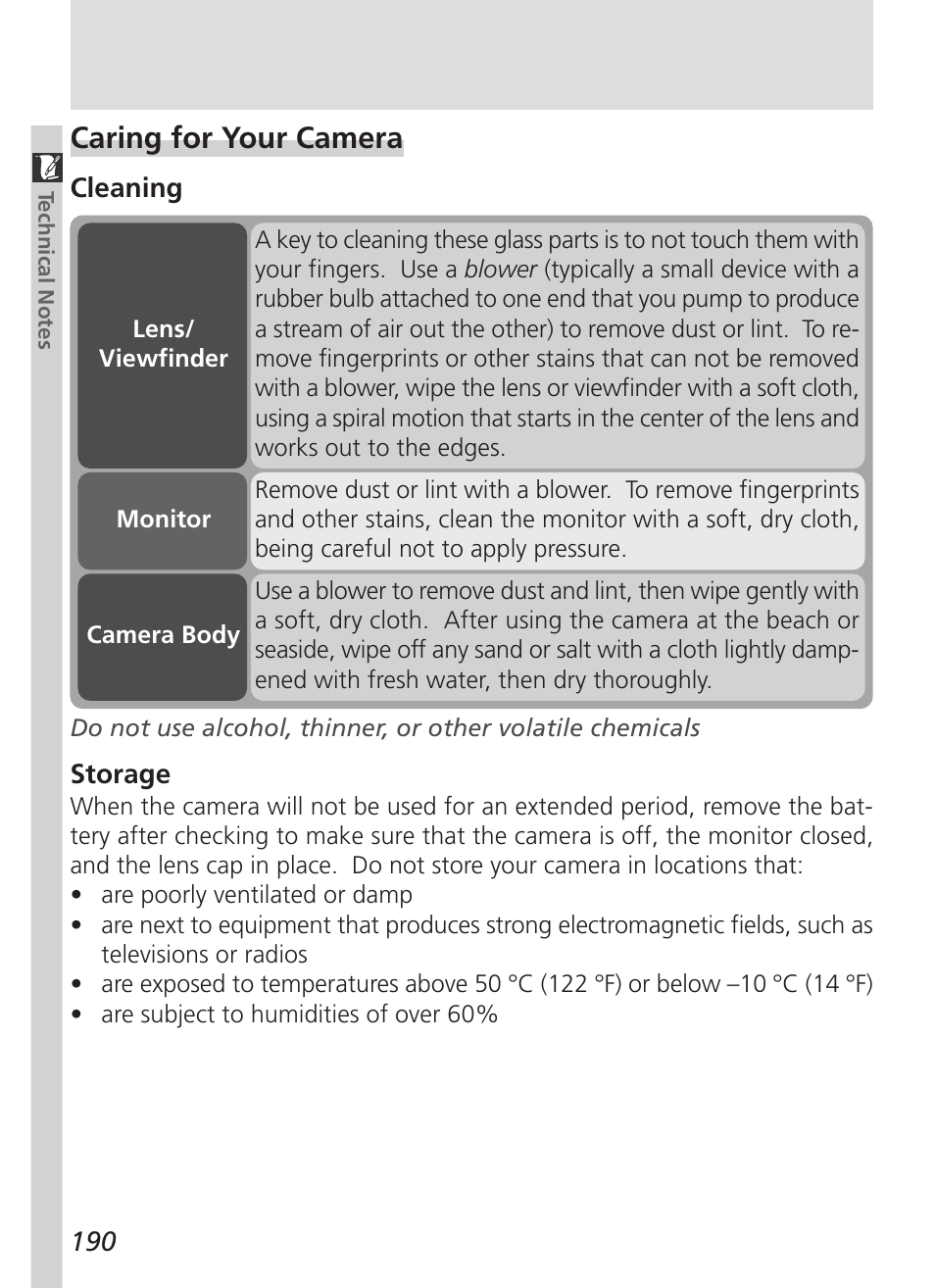 Caring for your camera | Nikon 5000 User Manual | Page 204 / 223