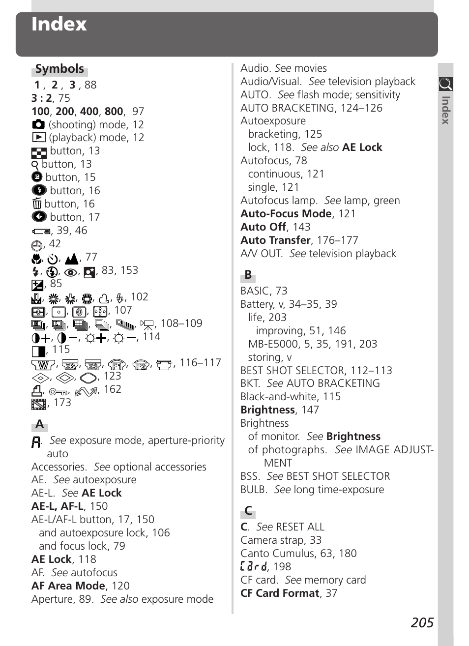 Index | Nikon 5000 User Manual | Page 219 / 223