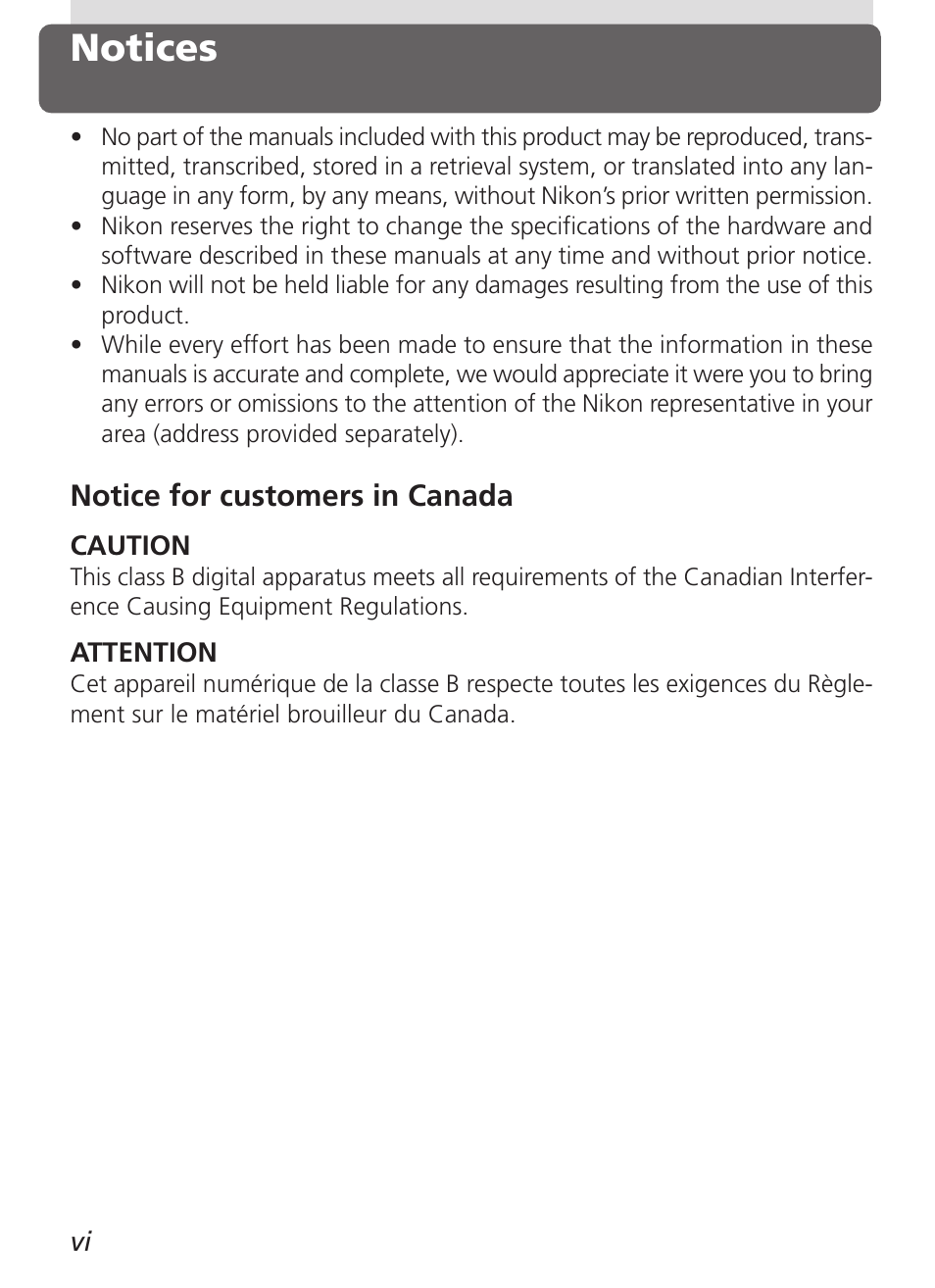 Notices | Nikon 5000 User Manual | Page 6 / 223