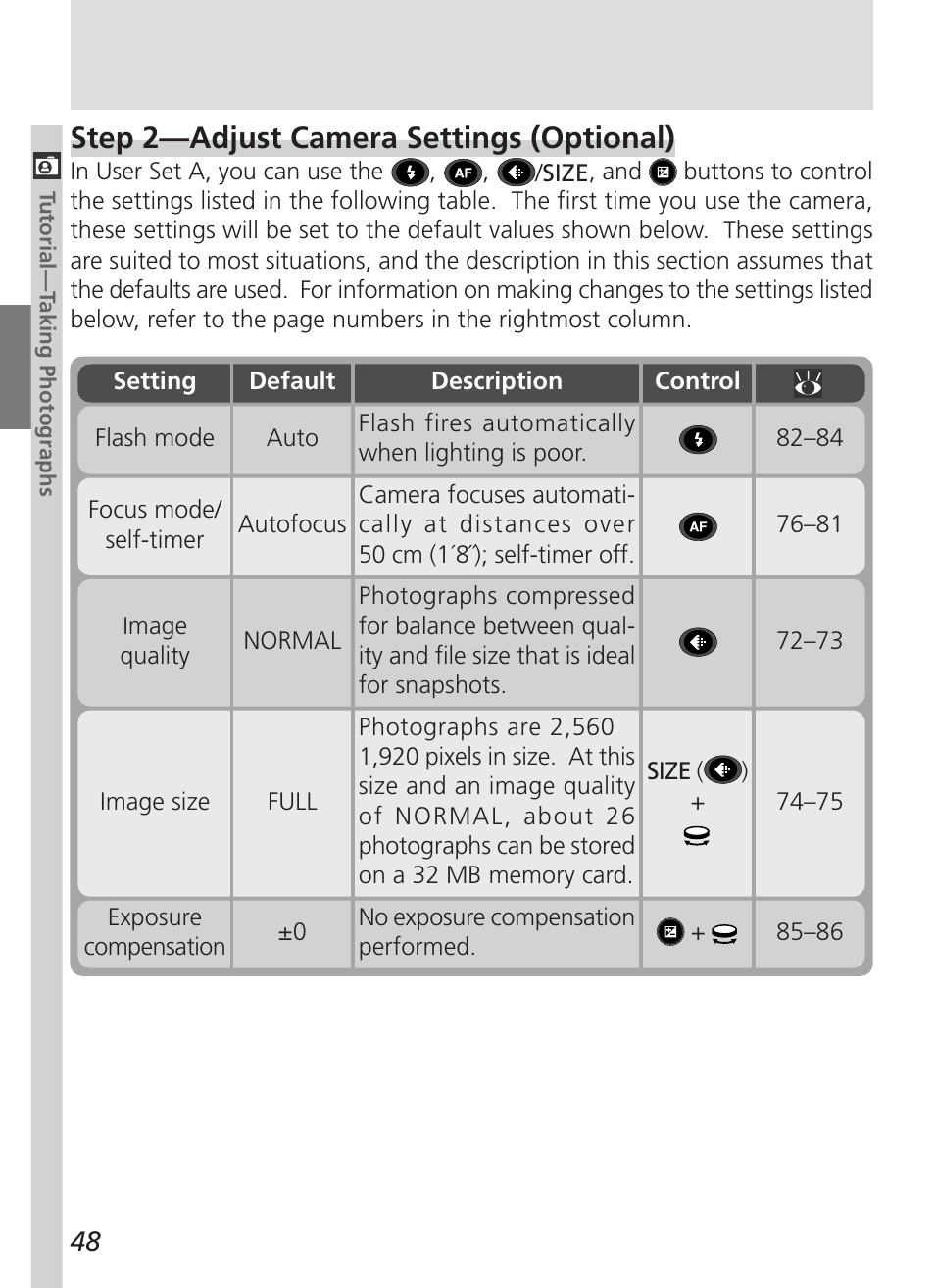 Step 2—adjust camera settings (optional) | Nikon 5000 User Manual | Page 62 / 223