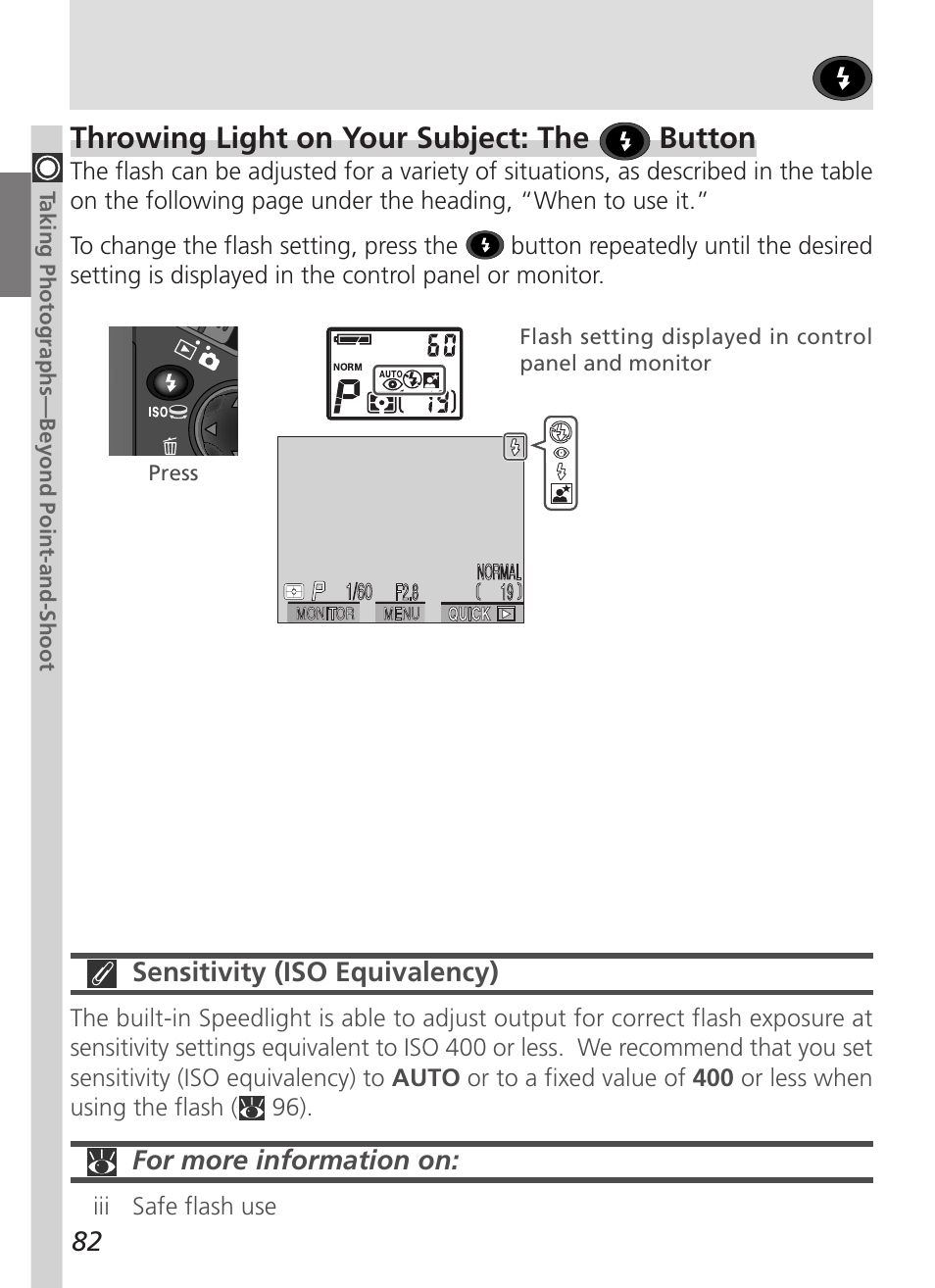 Throwing light on your subject: the button | Nikon 5000 User Manual | Page 96 / 223