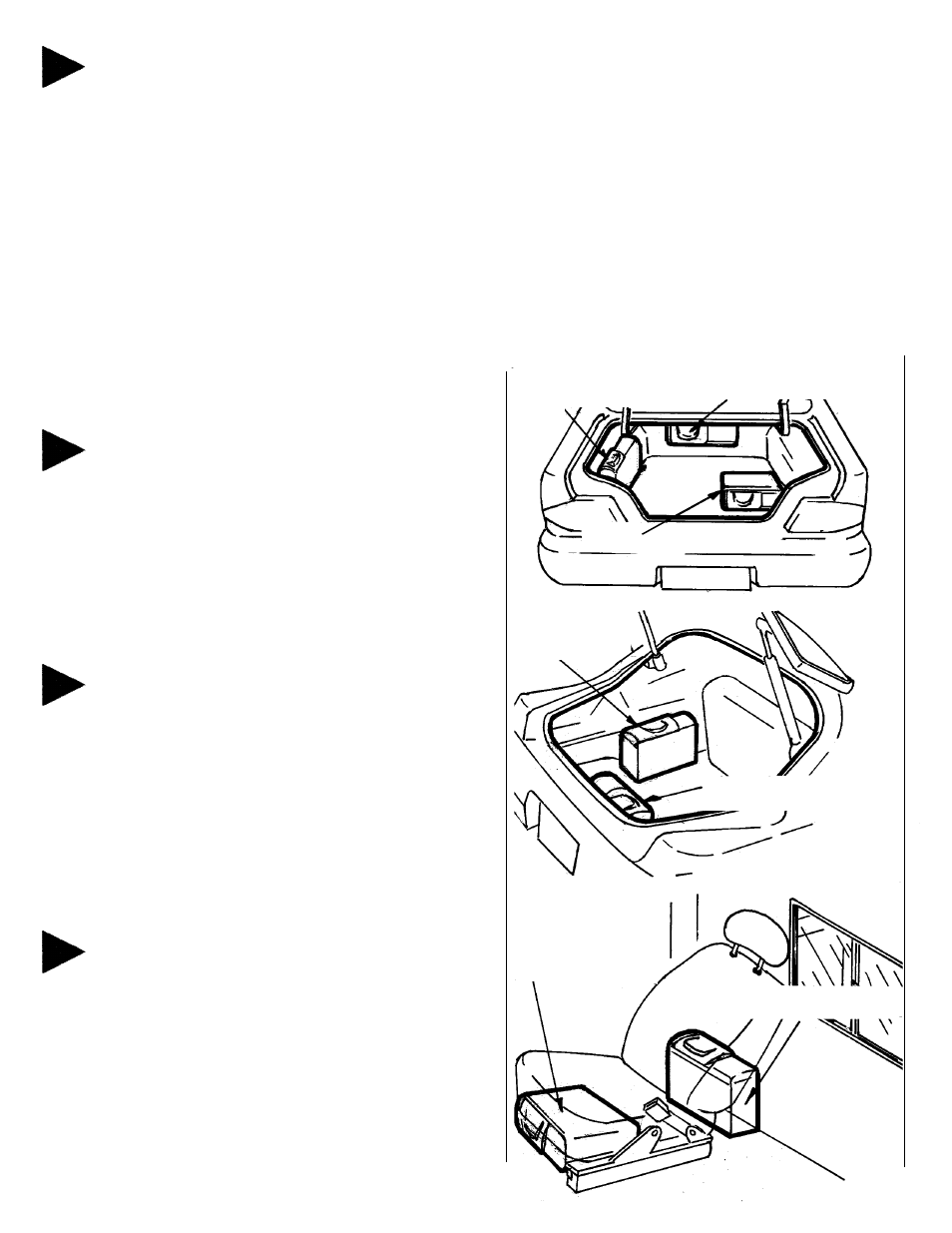 Trunk mounting (sedans), Hatchbacks, wagons & vans, Under passenger’s front seat/behind seat | Where to install the changer | Audiovox ACC-50A User Manual | Page 4 / 16