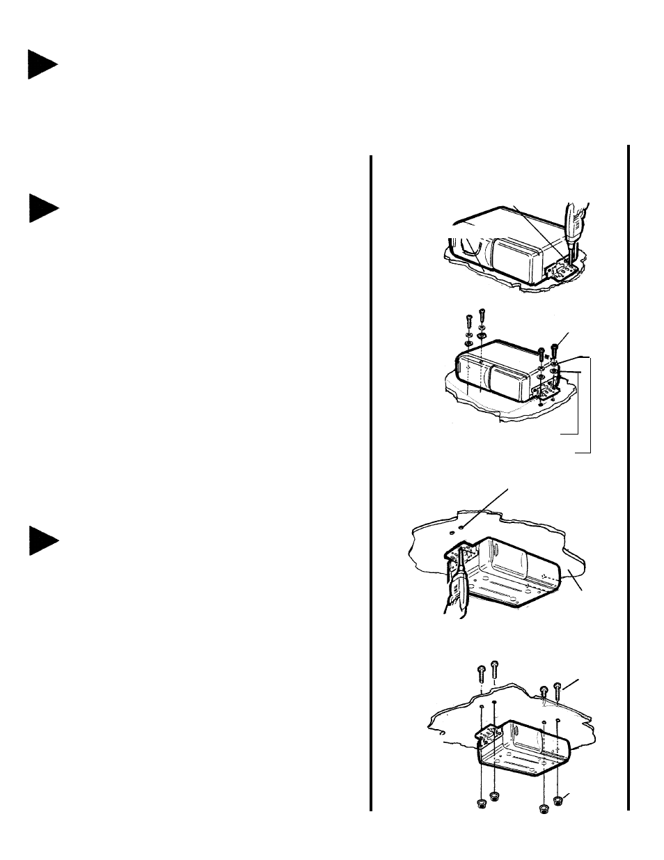 Mounting onto a flat surface, Mounting underneath a flat surface, Horizontal mounting | Audiovox ACC-50A User Manual | Page 7 / 16