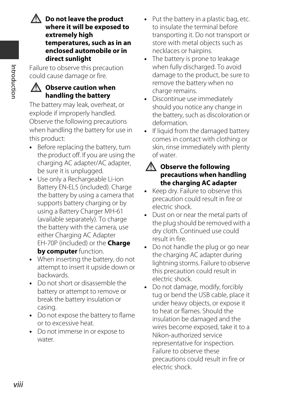 Viii | Nikon P530 User Manual | Page 10 / 226