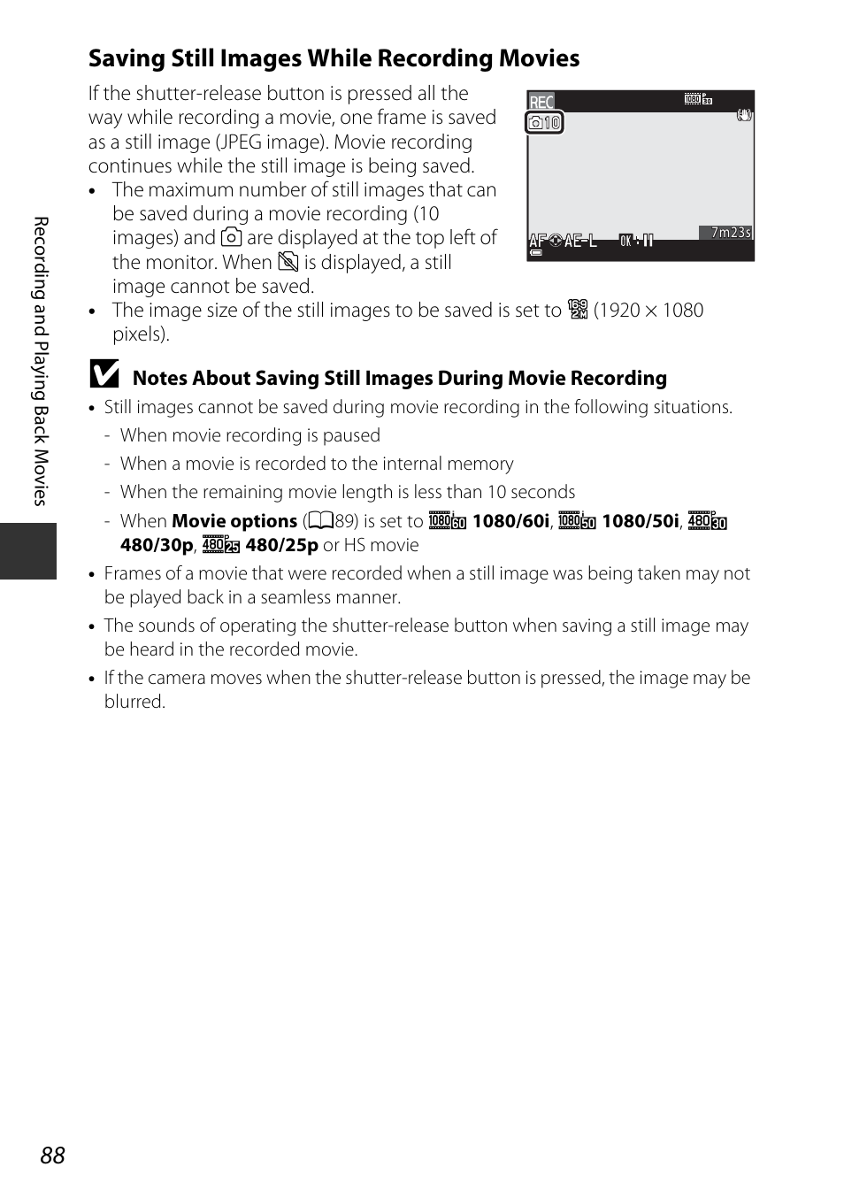 Saving still images while recording movies | Nikon P530 User Manual | Page 106 / 226