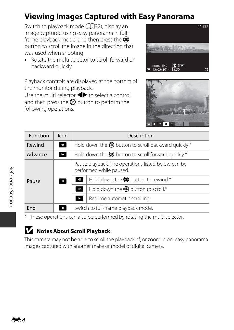 Viewing images captured with easy panorama | Nikon P530 User Manual | Page 120 / 226