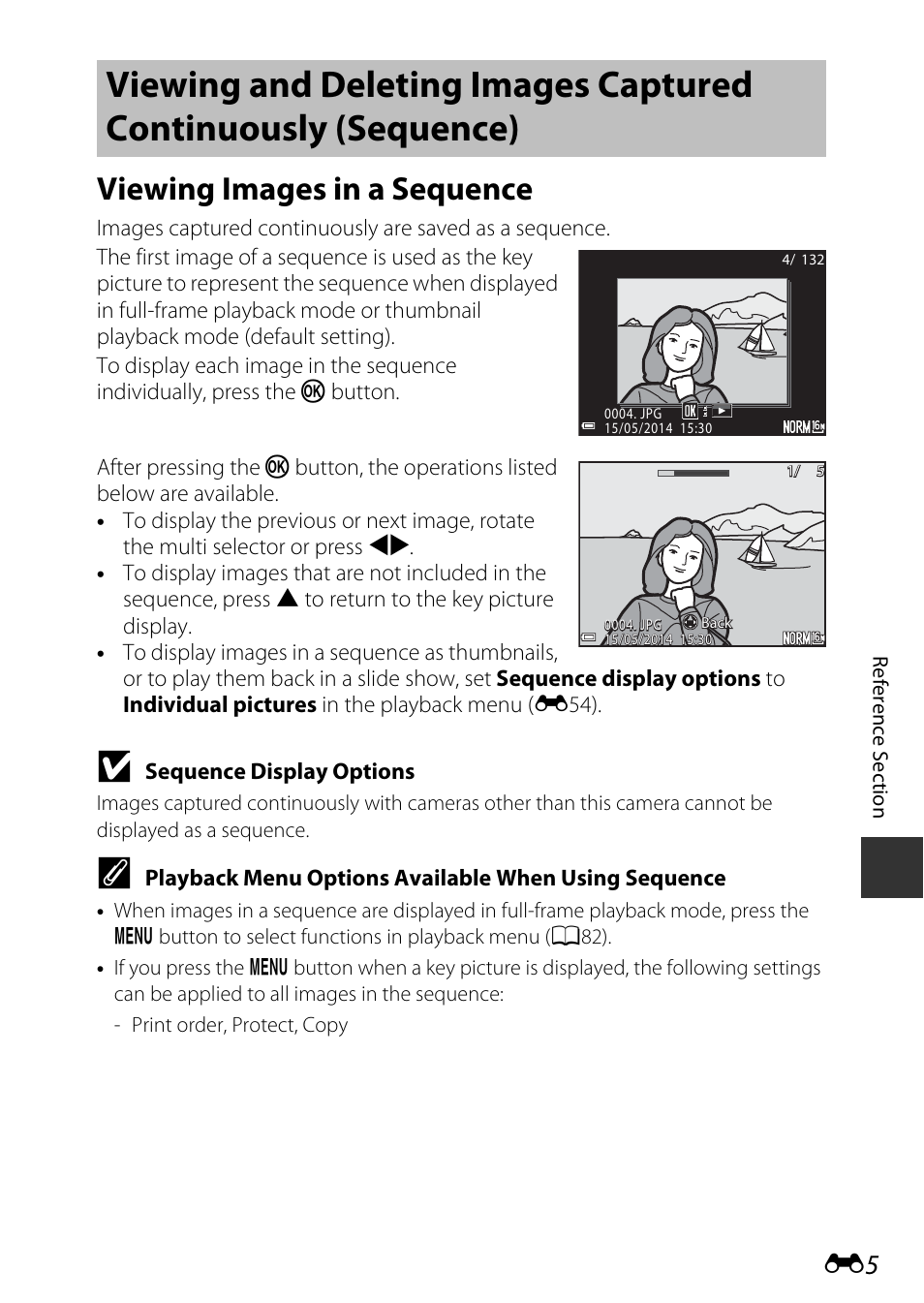 Viewing images in a sequence | Nikon P530 User Manual | Page 121 / 226