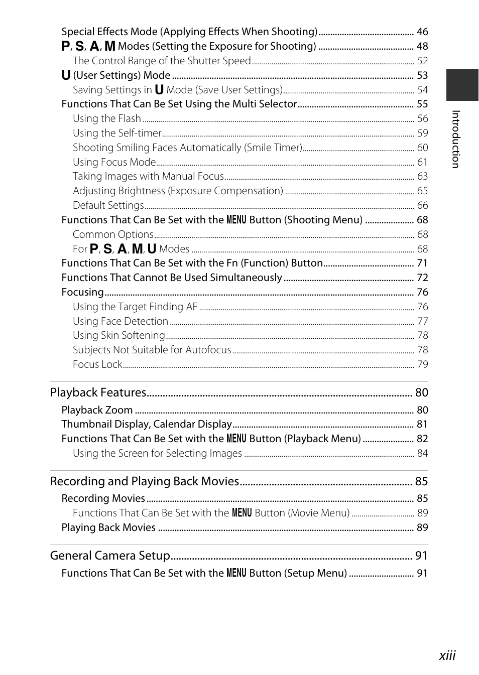 Xiii | Nikon P530 User Manual | Page 15 / 226