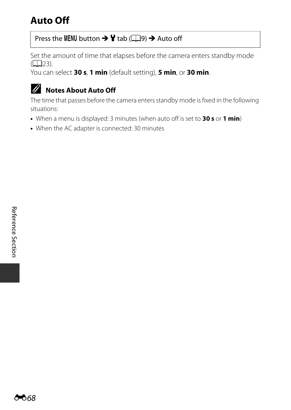 Auto off | Nikon P530 User Manual | Page 184 / 226