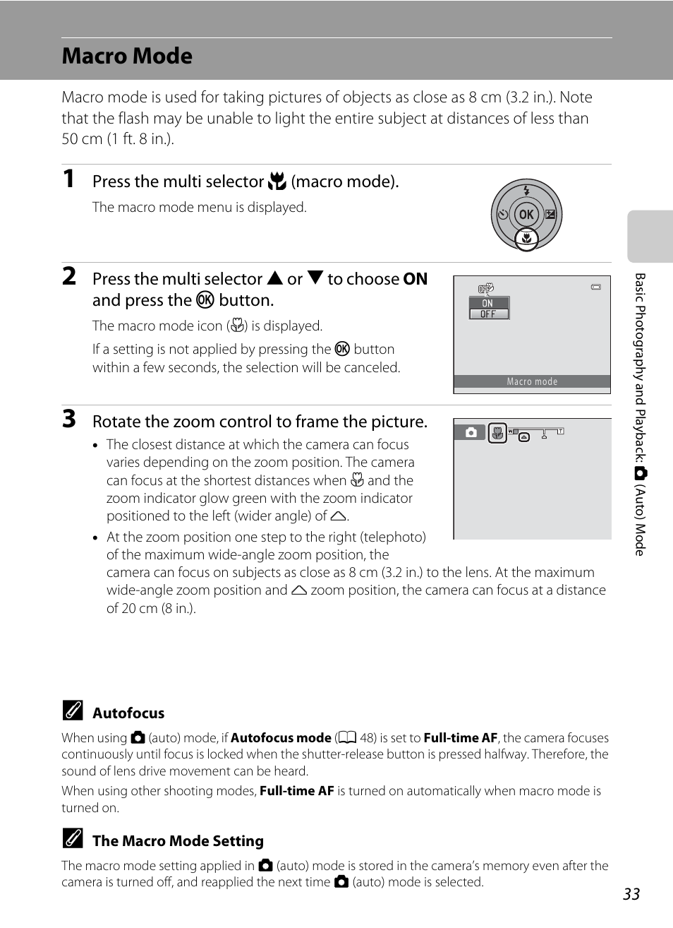 Macro mode, A 33) menu, A 33 | Nikon S2500 User Manual | Page 45 / 184