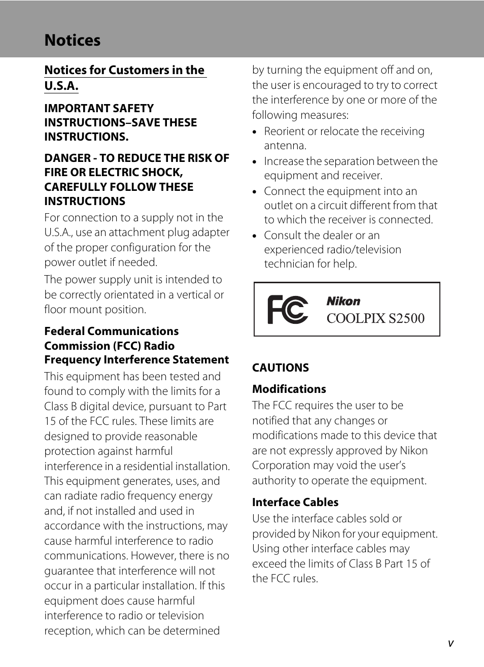 Notices | Nikon S2500 User Manual | Page 7 / 184