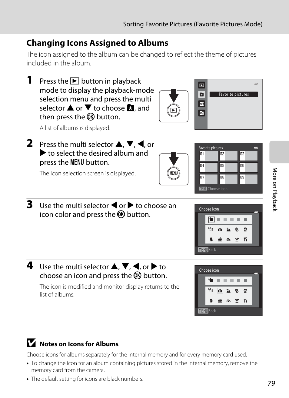 Changing icons assigned to albums | Nikon S2500 User Manual | Page 91 / 184