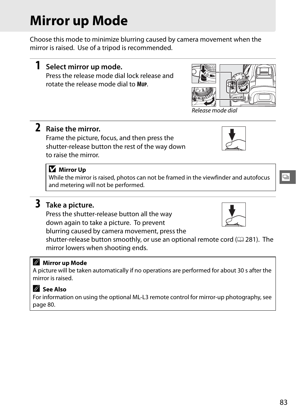 Mirror up mode | Nikon D7000 User Manual | Page 103 / 348