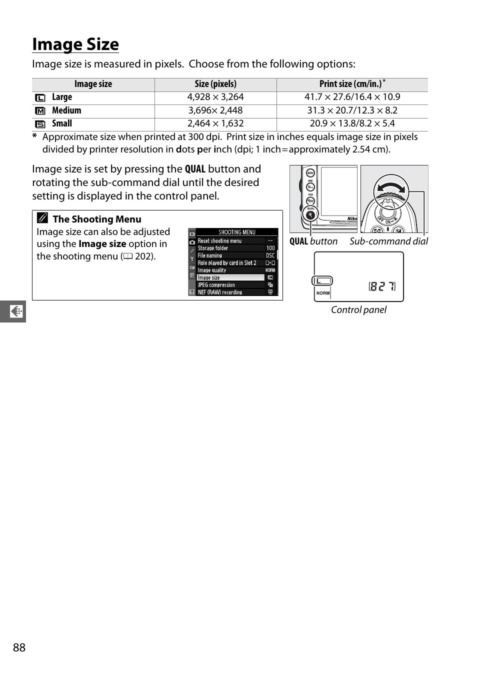 Image size | Nikon D7000 User Manual | Page 108 / 348