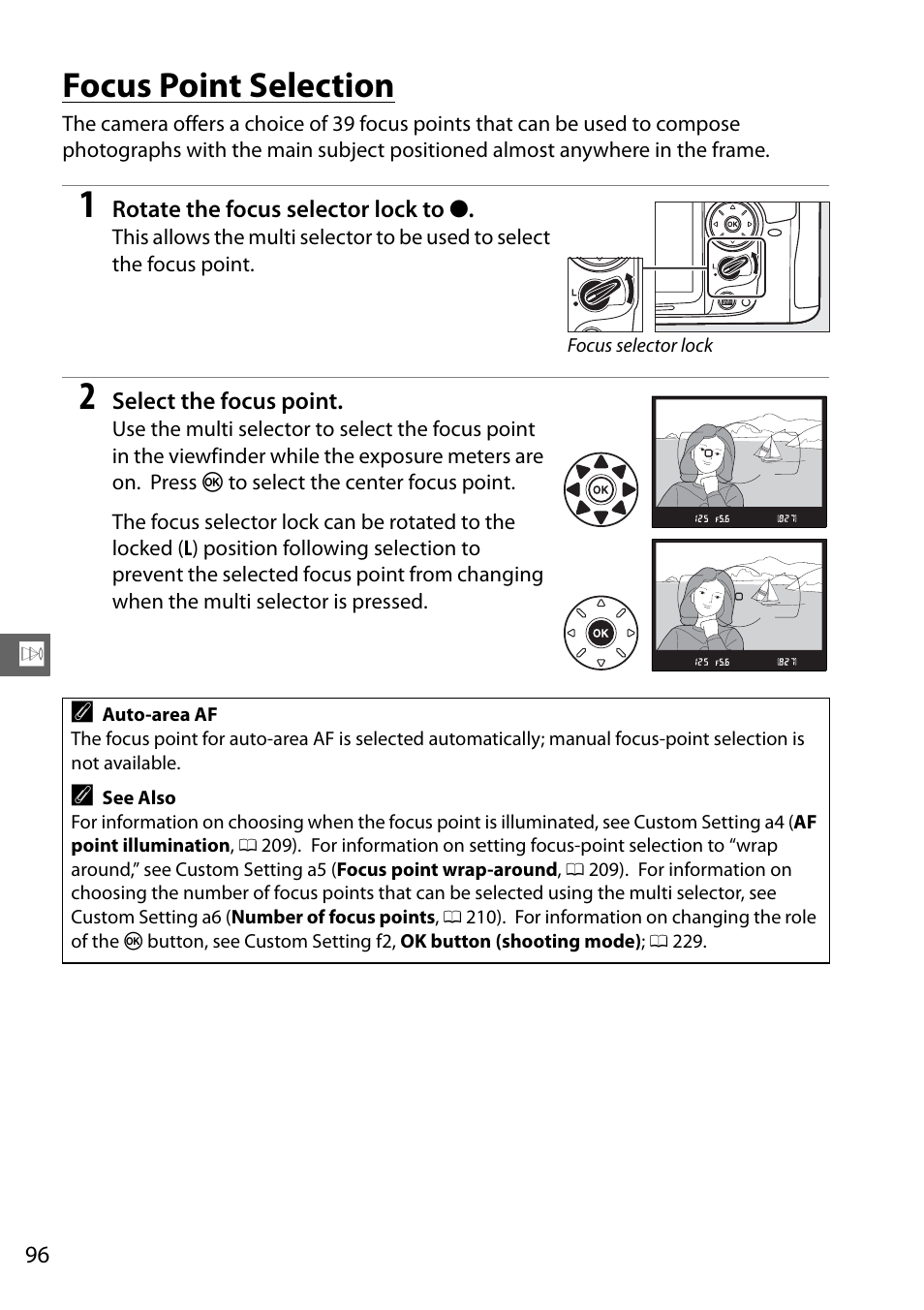 Focus point selection | Nikon D7000 User Manual | Page 116 / 348