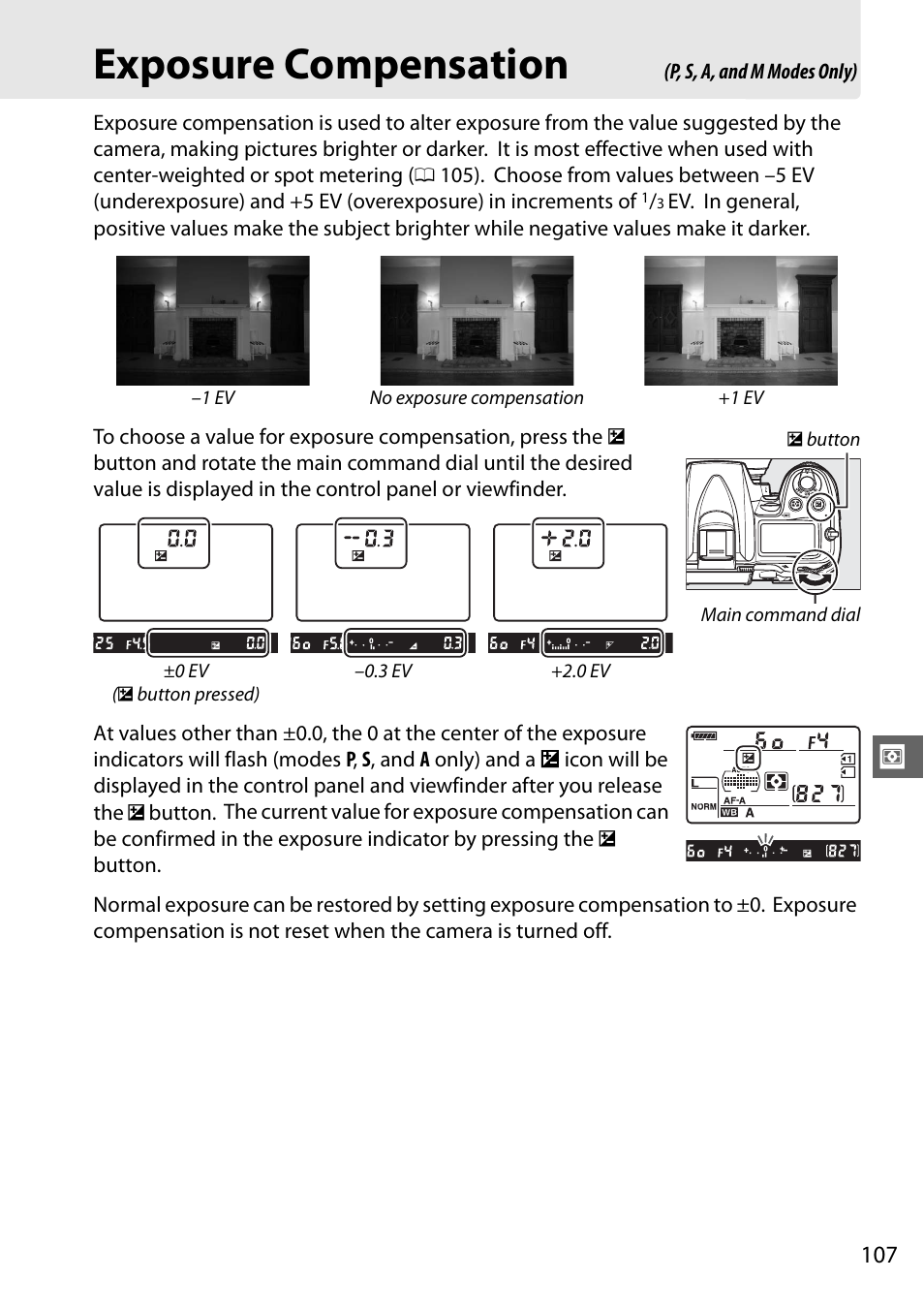 Exposure compensation | Nikon D7000 User Manual | Page 127 / 348