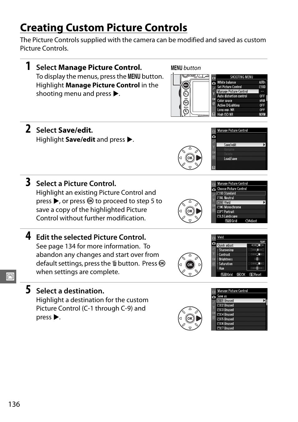 Creating custom picture controls | Nikon D7000 User Manual | Page 156 / 348