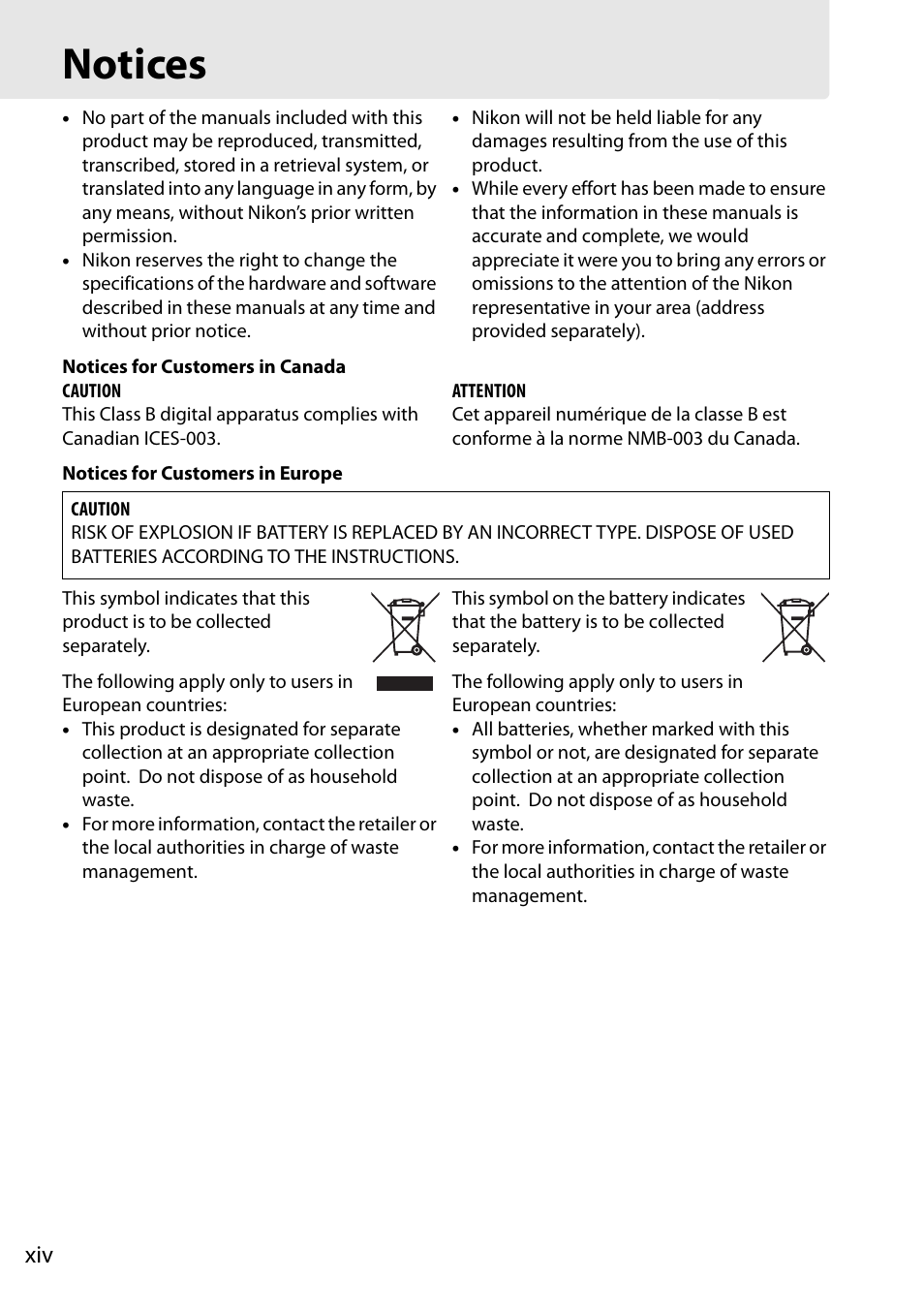 Notices | Nikon D7000 User Manual | Page 16 / 348