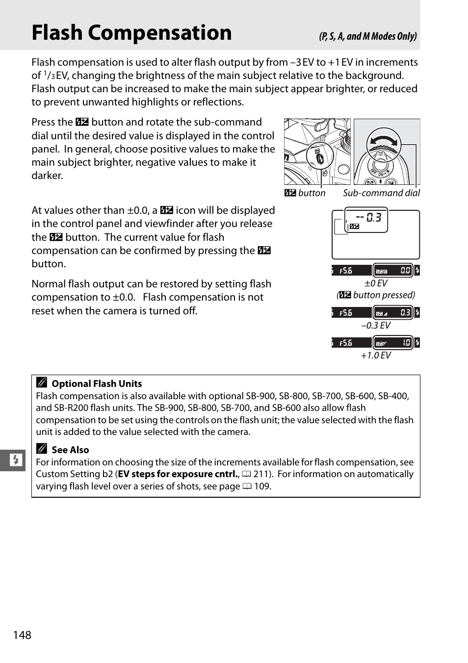 Flash compensation | Nikon D7000 User Manual | Page 168 / 348