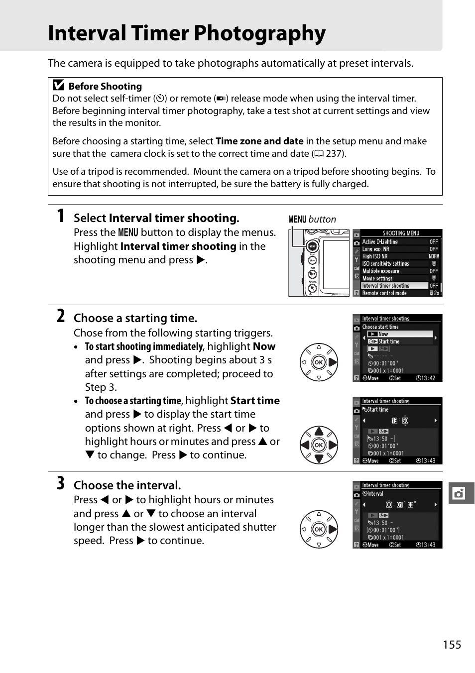 Interval timer photography | Nikon D7000 User Manual | Page 175 / 348