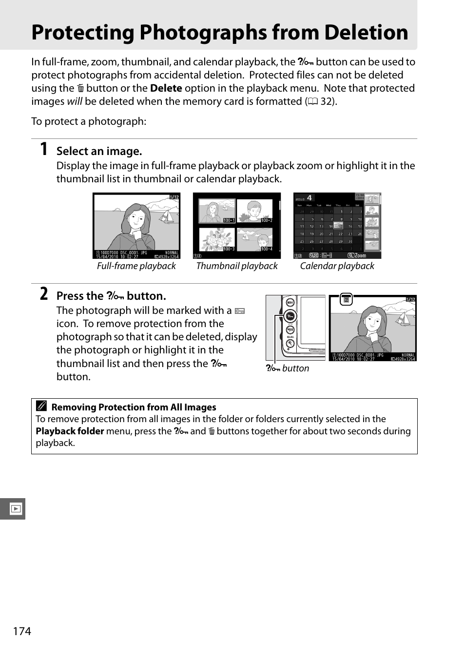 Protecting photographs from deletion | Nikon D7000 User Manual | Page 194 / 348
