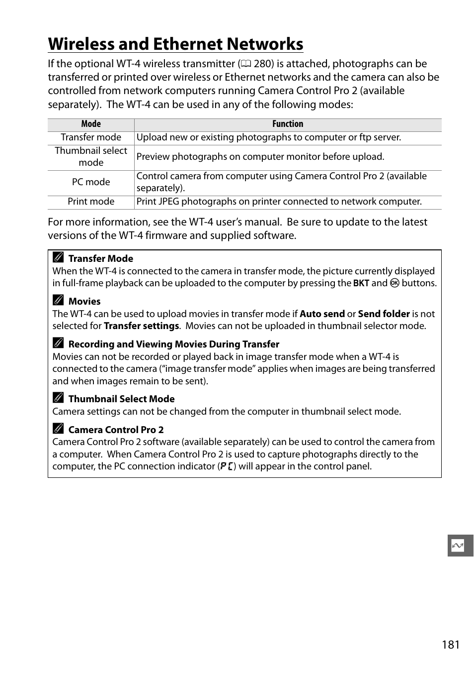 Wireless and ethernet networks | Nikon D7000 User Manual | Page 201 / 348