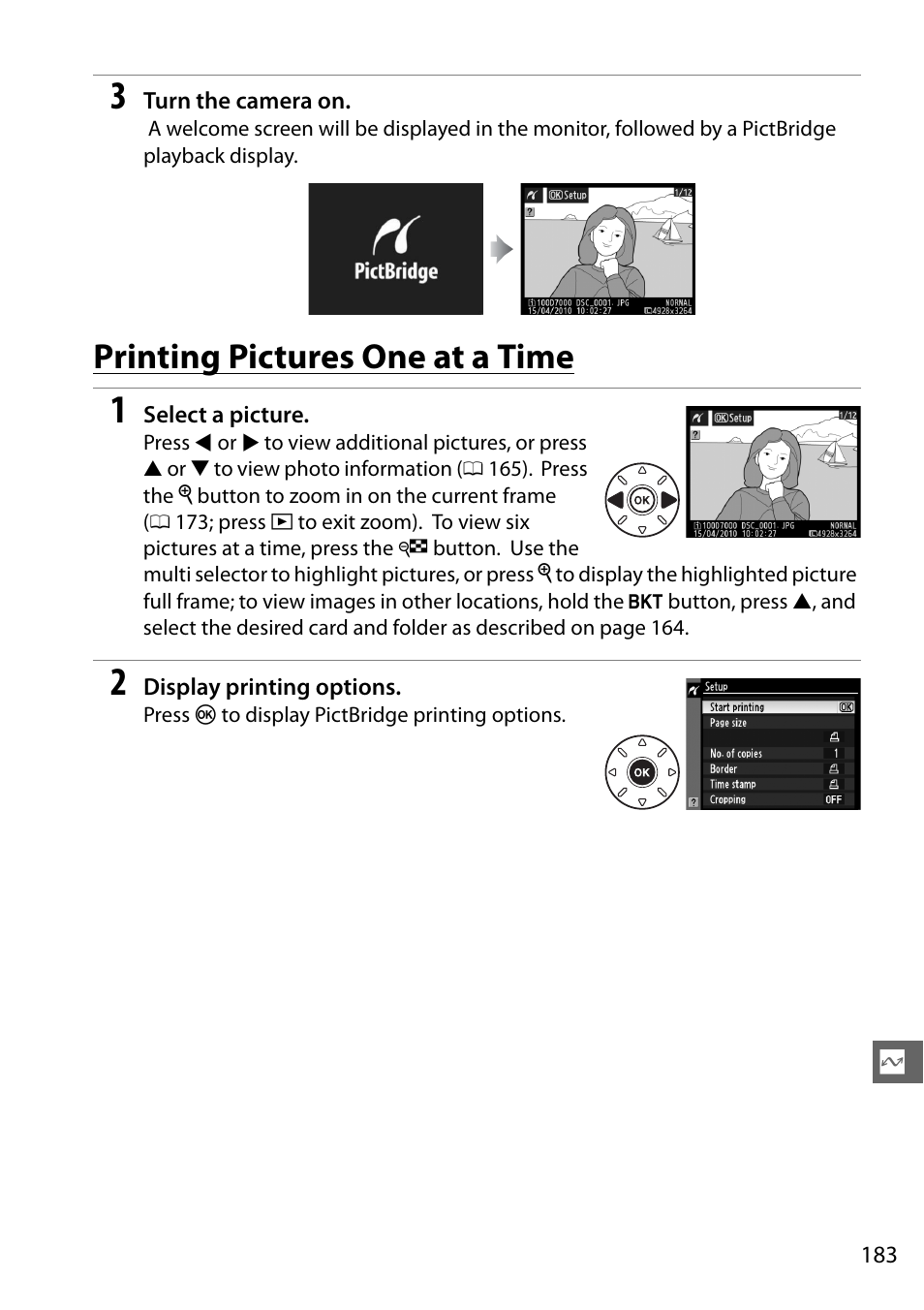 Printing pictures one at a time | Nikon D7000 User Manual | Page 203 / 348