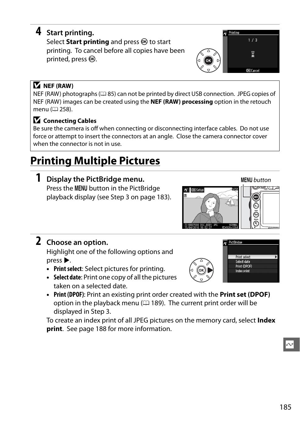 Printing multiple pictures | Nikon D7000 User Manual | Page 205 / 348